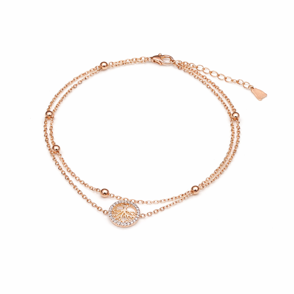 Tree of Life Halo Dual Layer Charm Anklet GWA-11