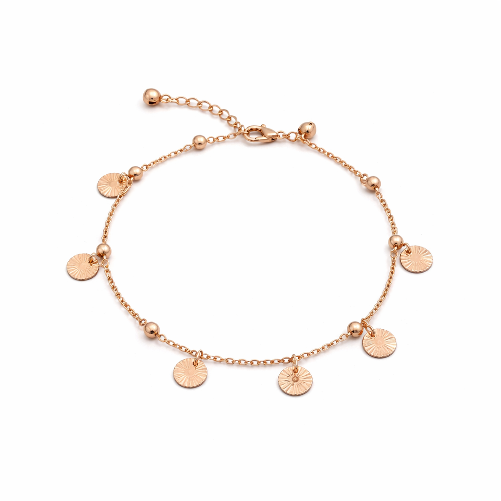 Classic Sunburst Disc Charm Link Anklet GWA-60