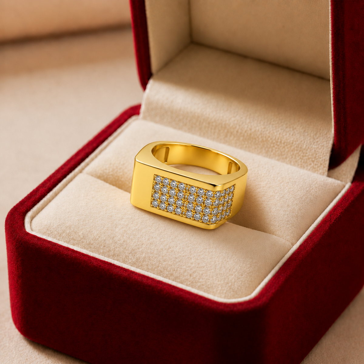 Rectangular Stone Grid Men’s Ring GMR 51