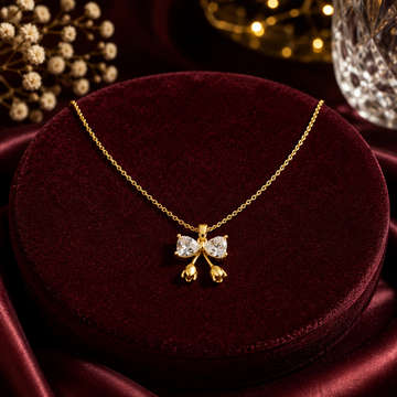 Modern Crystal Ribbon Bow Choker GWN -136