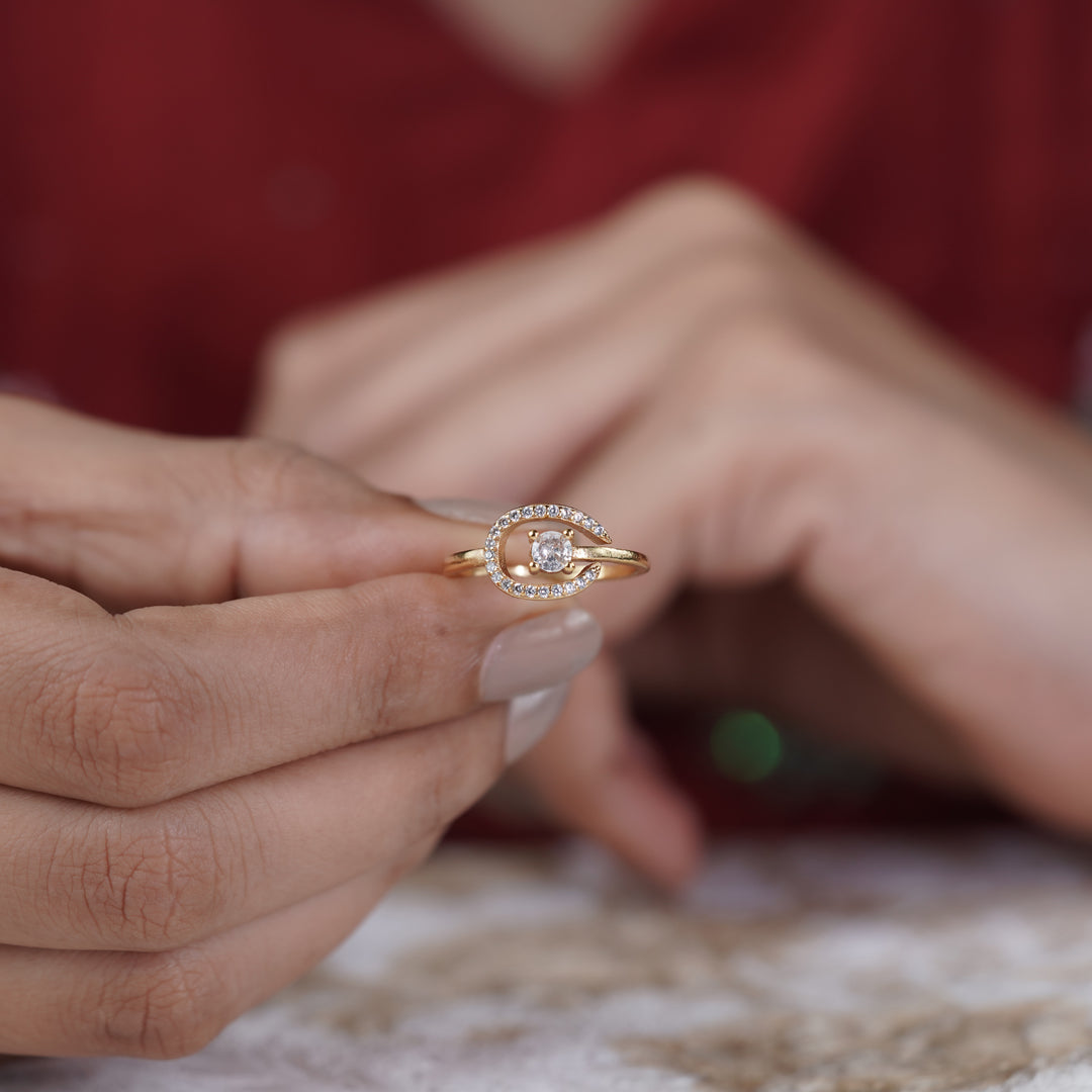 Classic Round Solitaire Open Loop Ring GWR-89