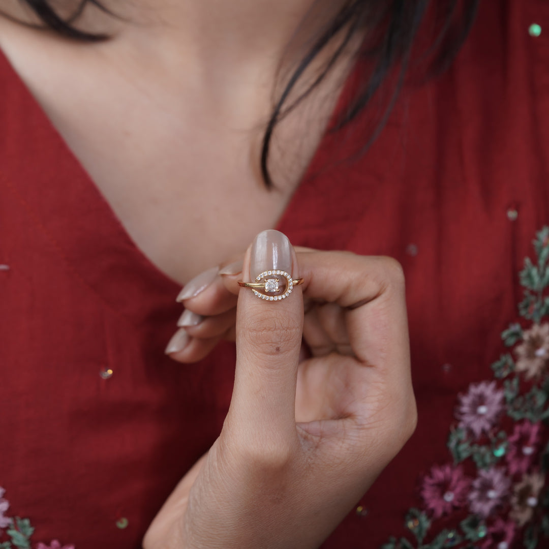 Classic Round Solitaire Open Loop Ring GWR-89