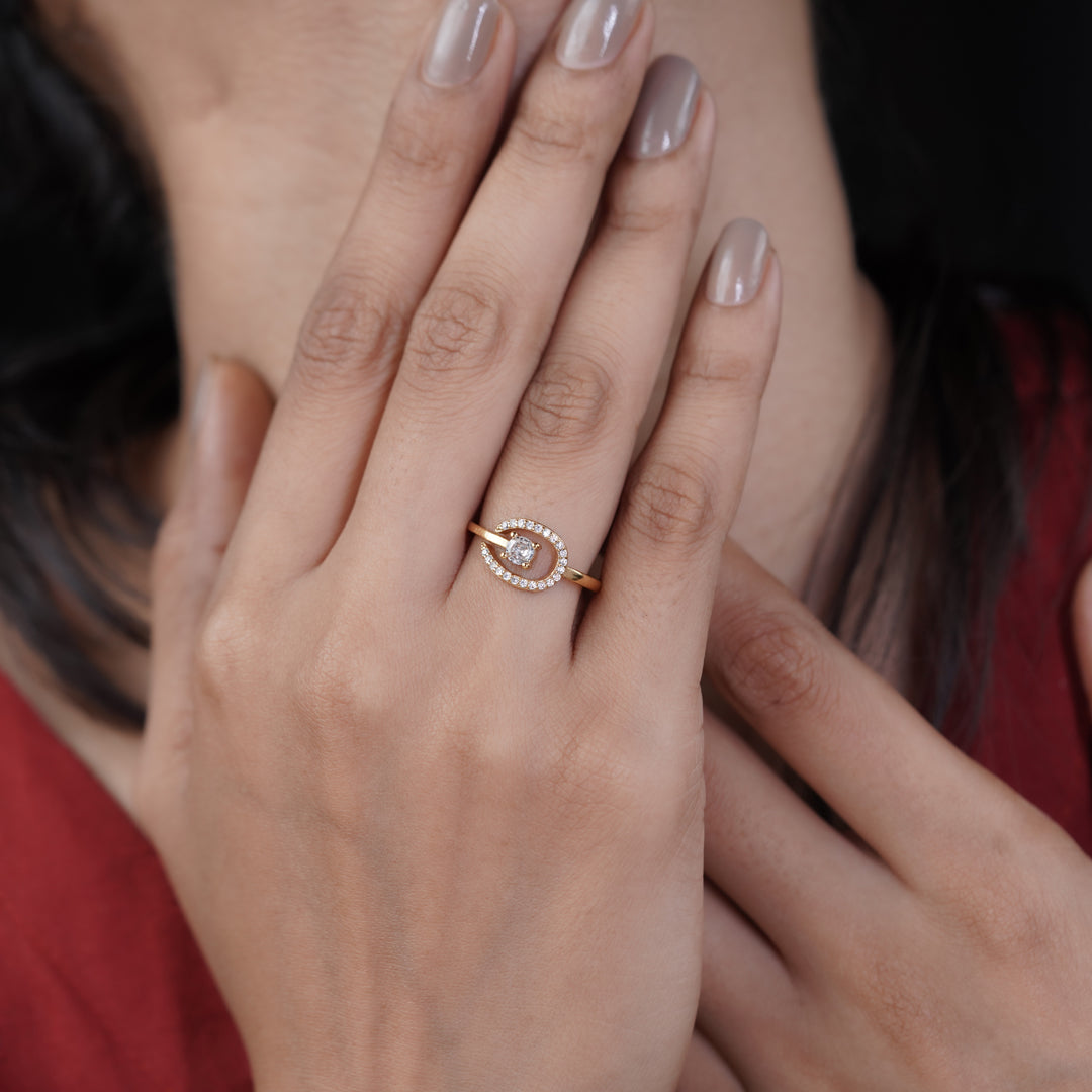 Classic Round Solitaire Open Loop Ring GWR-89