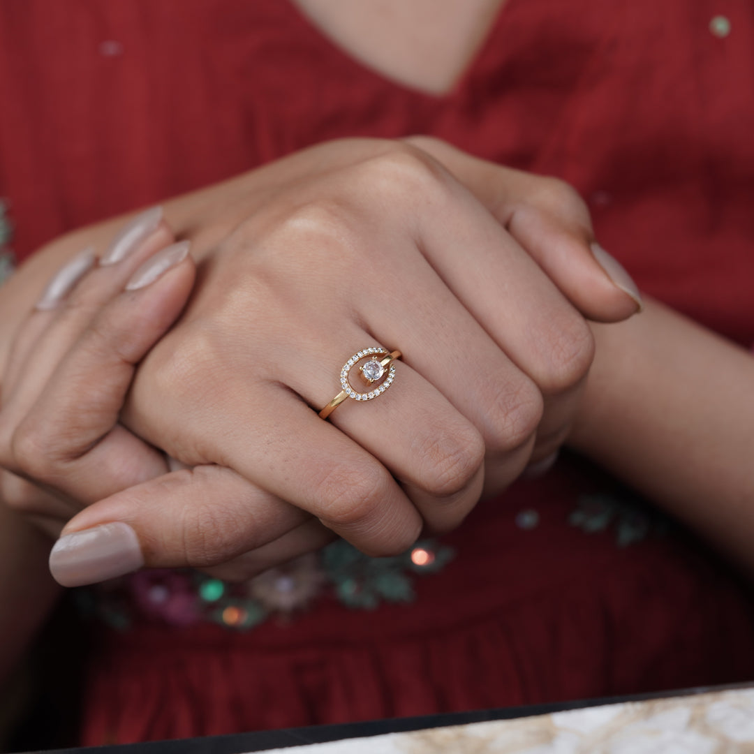 Classic Round Solitaire Open Loop Ring GWR-89