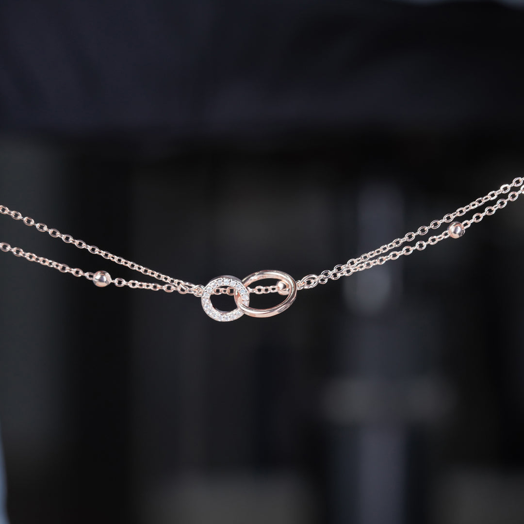 Interlocking Double Circle Dual Layer Anklet GWA-13
