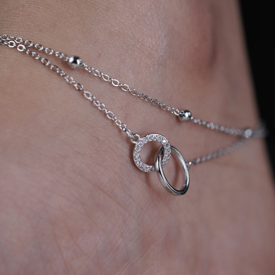 Interlocking Double Circle Dual Layer Anklet GWA-4
