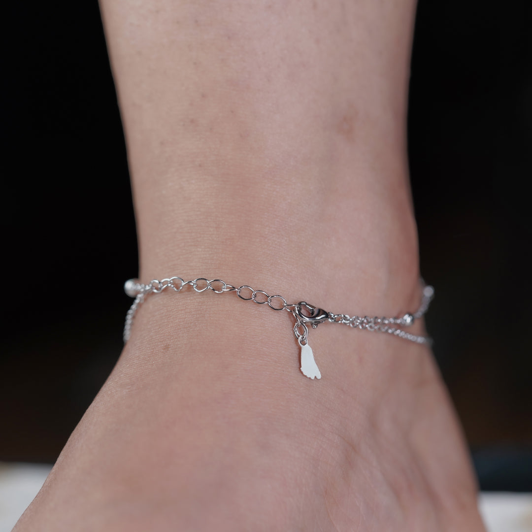 Tree of Life Halo Dual Layer Silver Anklet GWA-14