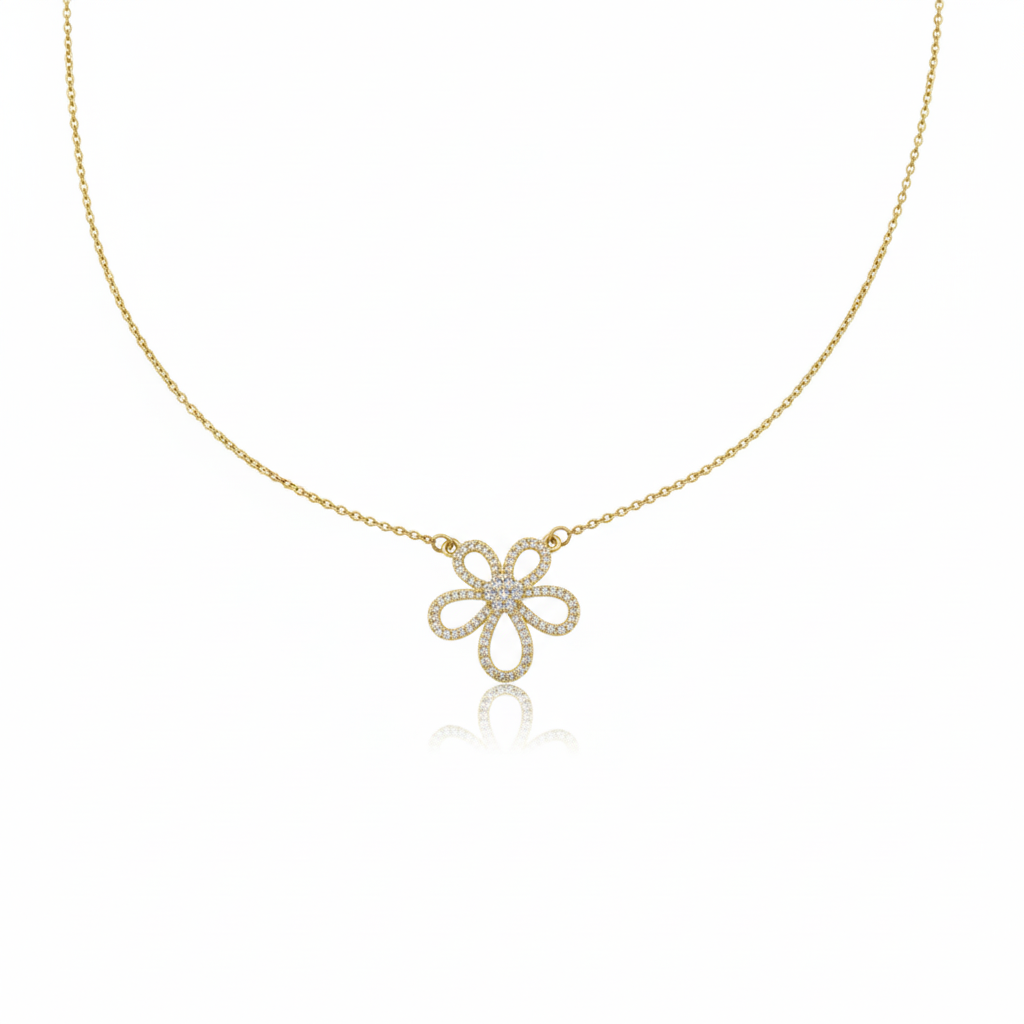 Modern Openwork Blossom Halo Necklace GWN -103