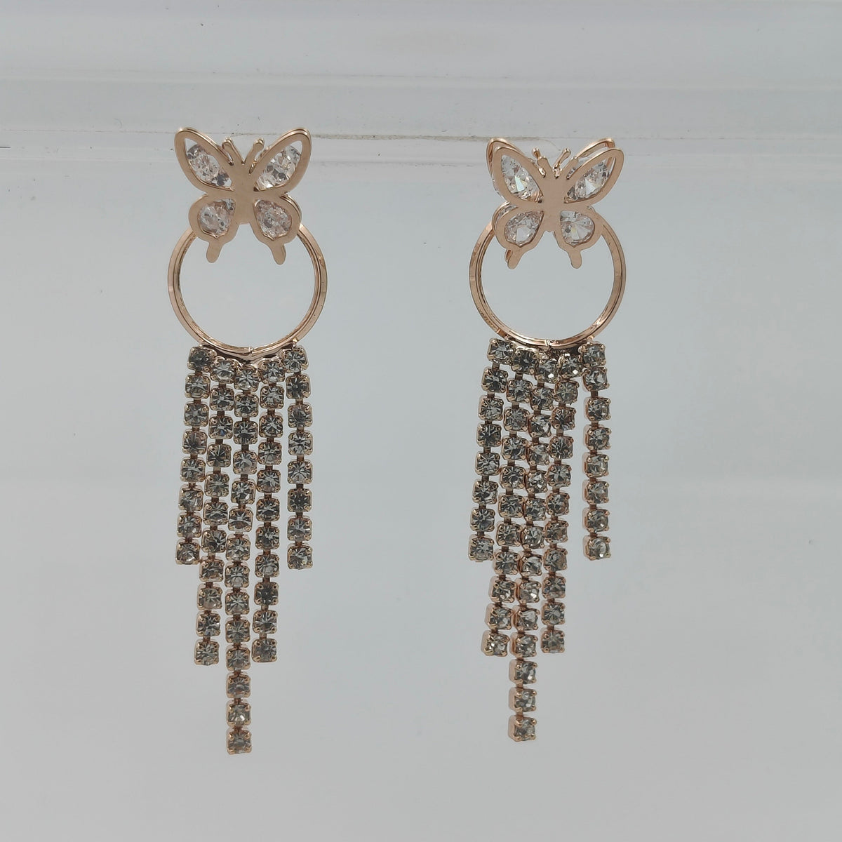 Butterfly Crystal Tassel Earrings GWE -36