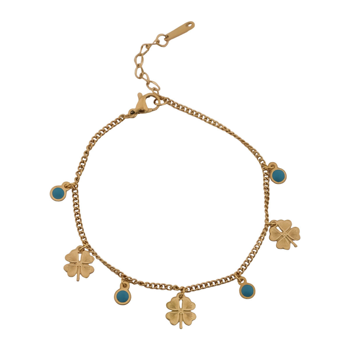 Classic Turquoise Enamel Clover Charm Bracelet GWB-11