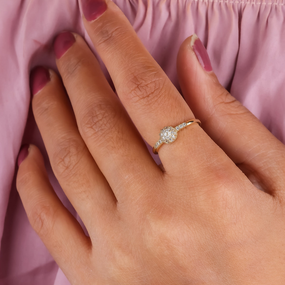 Crystal Dome Cluster Adjustable Ring GWR-4