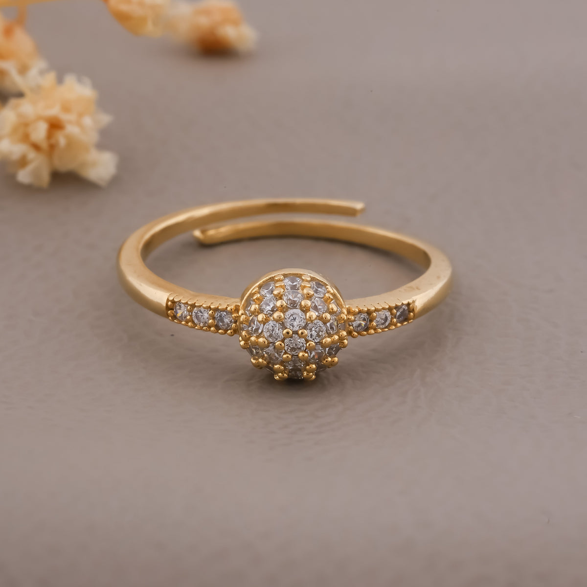 Crystal Dome Cluster Adjustable Ring GWR-4