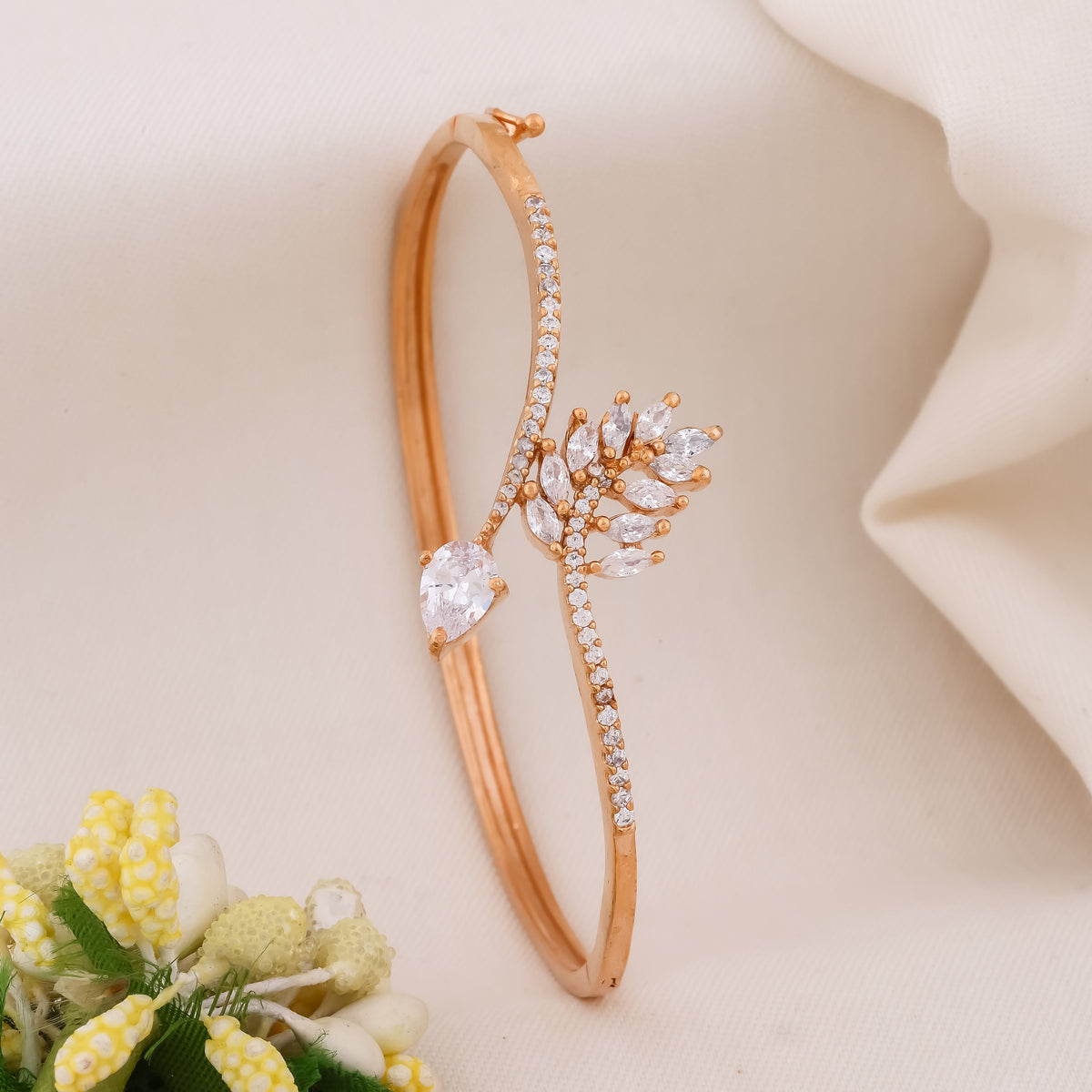 Sparkling Marquise Leaf Bypass Kada GWK -1